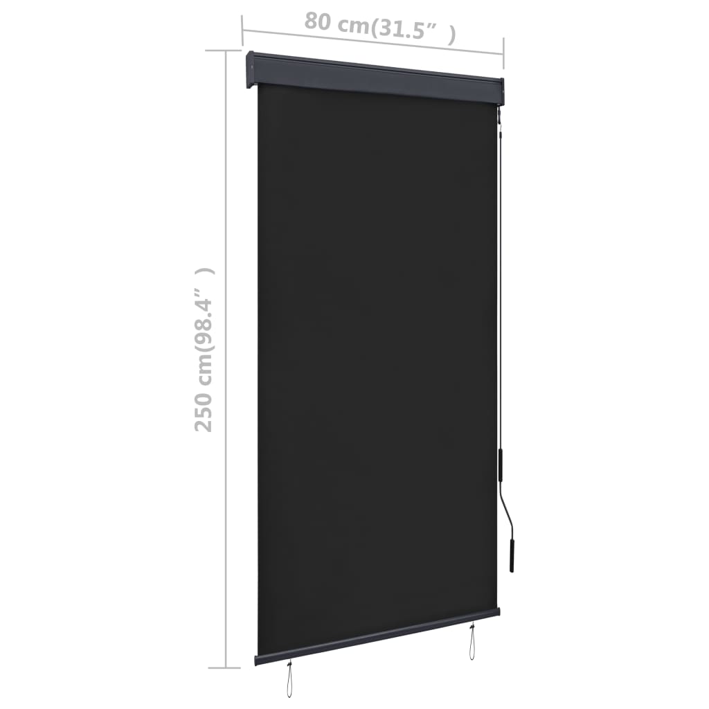 Estor enrollable de exterior gris antracita 80x250 cm V5126 Vetonek