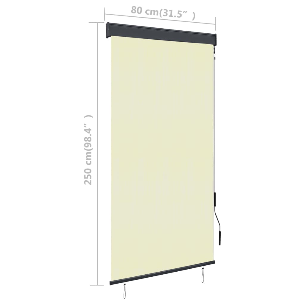 Cream outdoor roller blind 80x250 cm V5133 Vetonek