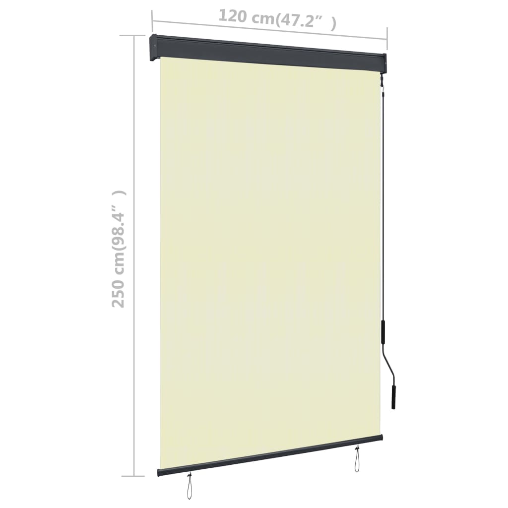 Cream outdoor roller blind 120x250 cm V5256 Vetonek
