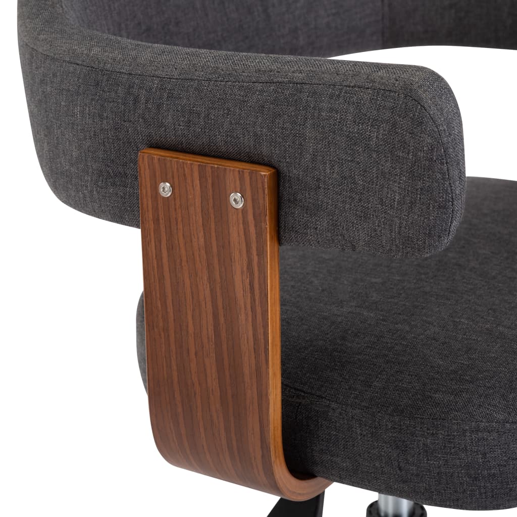 Silla de comedor giratoria de madera curvada y tela gris vidaXL