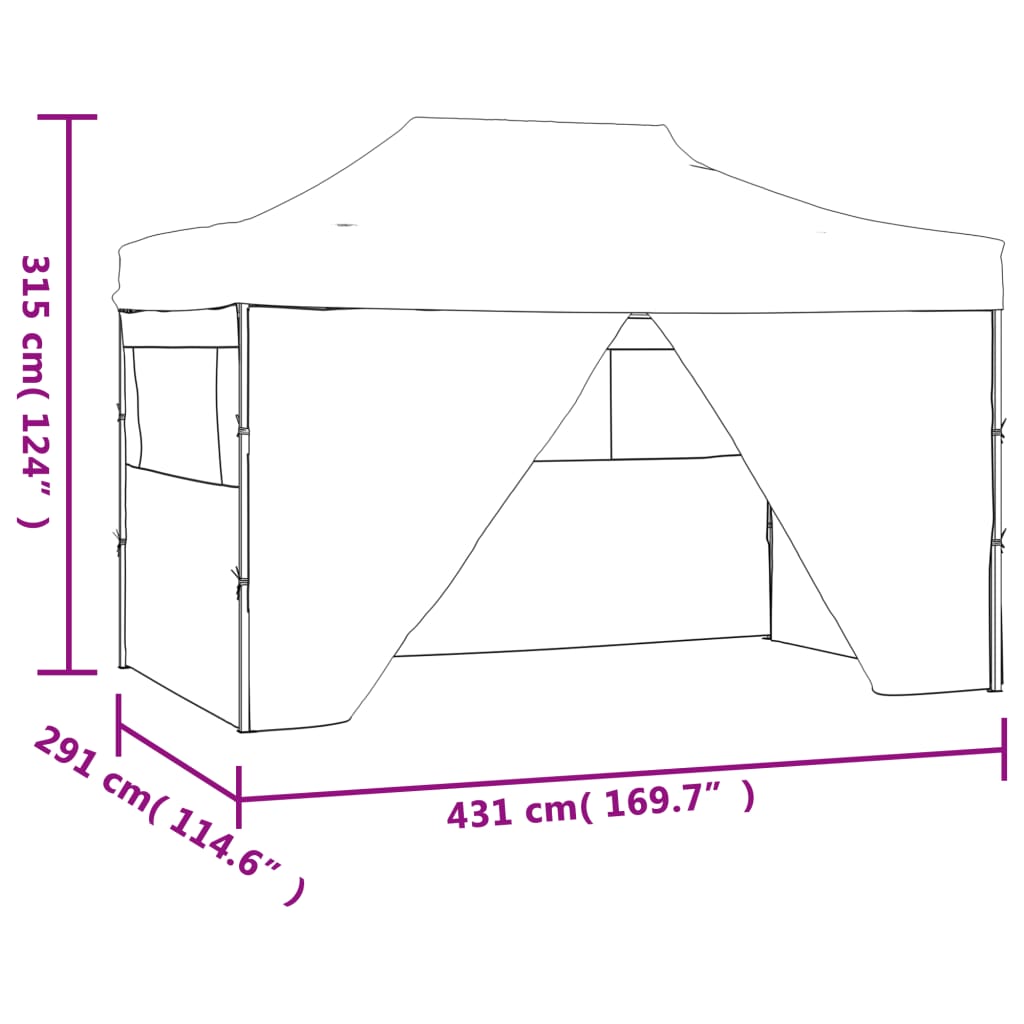 Carpa plegable para celebraciones con 4 paredes blanco 3x4,5 m V0226 Vetonek