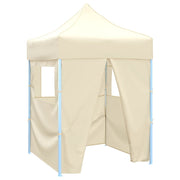Carpa plegable profesional con 4 paredes acero color crema 2x2m v0349 Vetonek