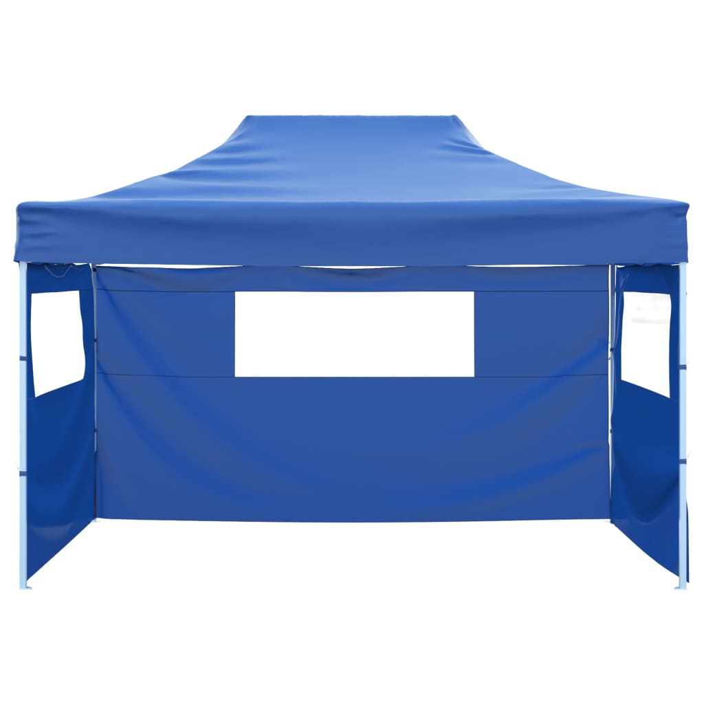 Vetonek Carpa plegable profesional con 3 paredes acero azul 3x4 m
