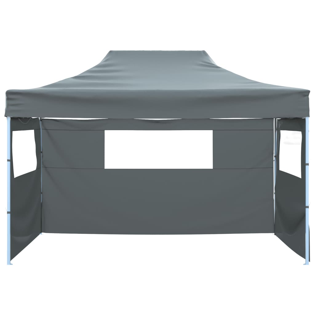 Vetonek Carpa plegable profesional con 3 paredes acero antracita 3x4 m
