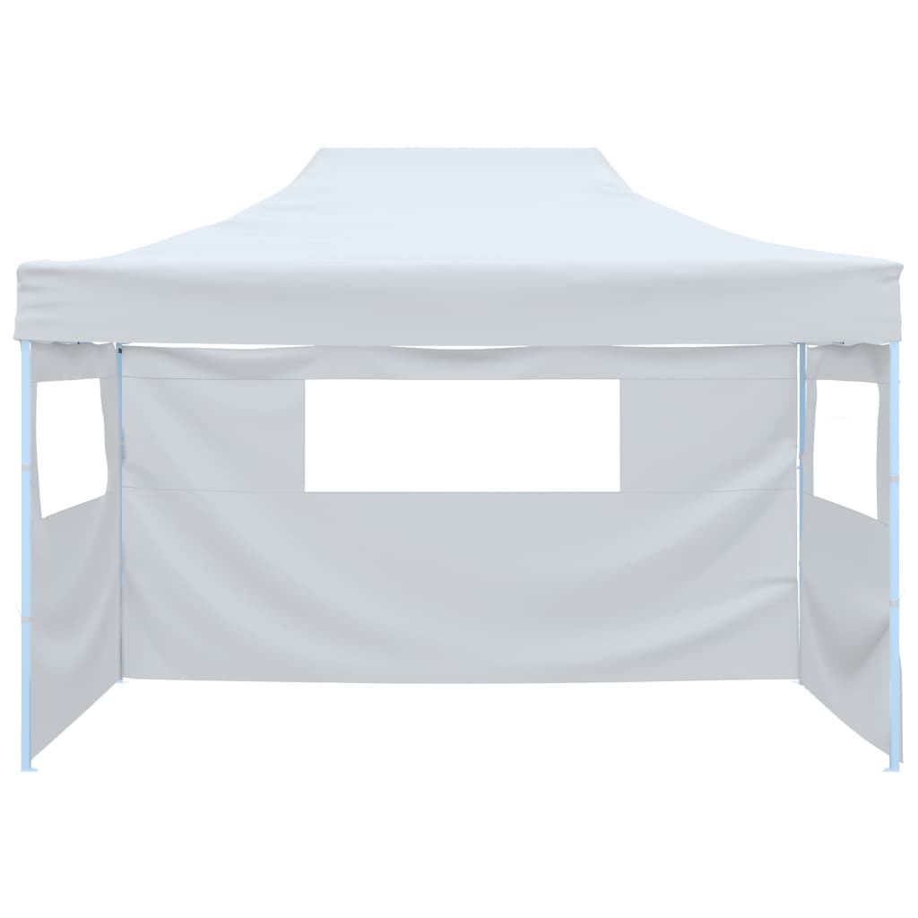Vetonek Carpa plegable profesional con 3 paredes acero blanco 3x4 m