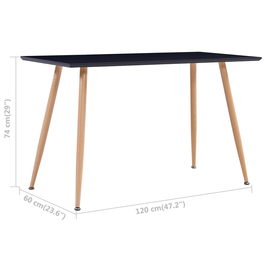 BLACK AND ROBLE COLOR DINING TABLE 120x60x74 cm