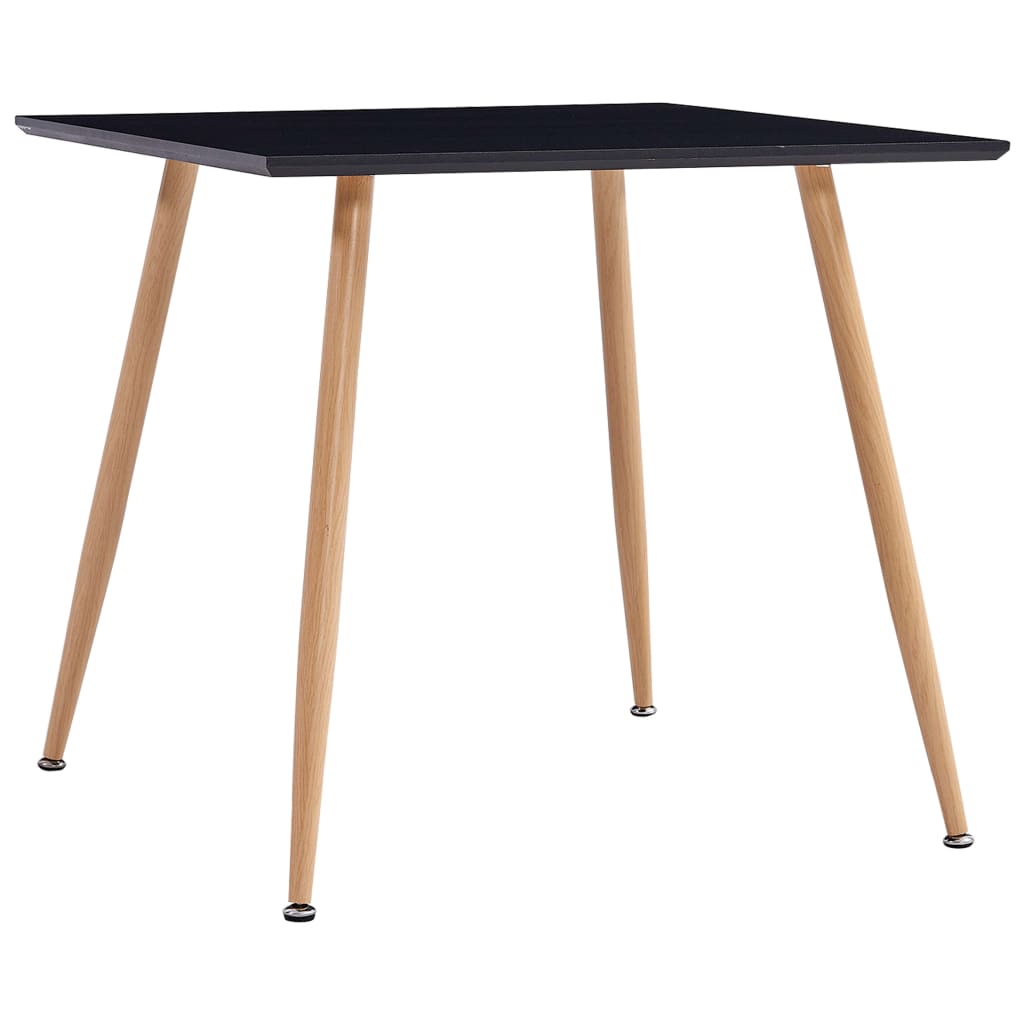 Vetonek Mesa de comedor MDF negro y color roble 80,5x80,5x73 cm