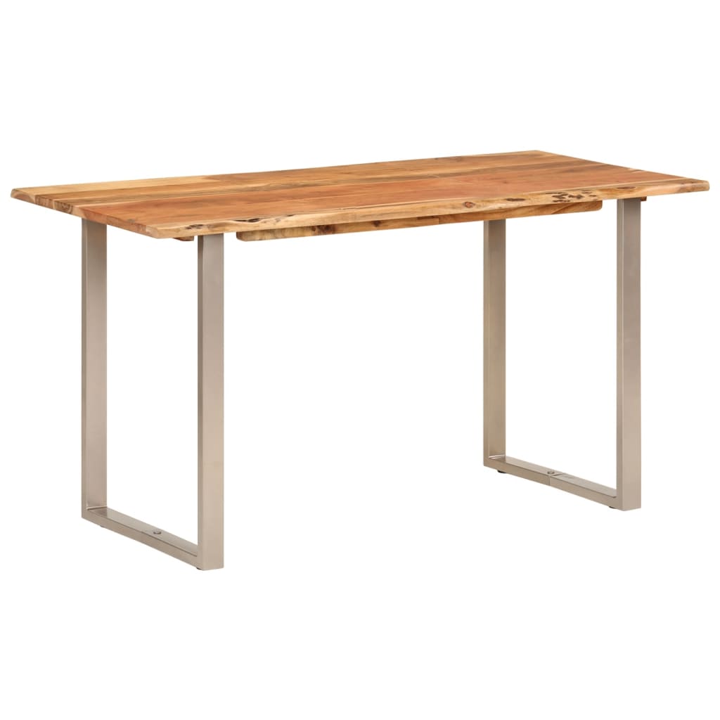 Vetonek Mesa de comedor de madera maciza de acacia 140x70x76 cm