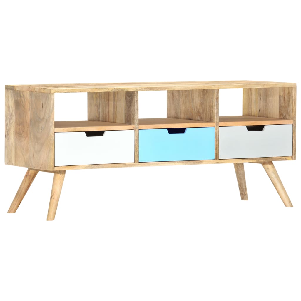 Vetonek Mueble para TV de madera maciza de mango 110x35x48 cm