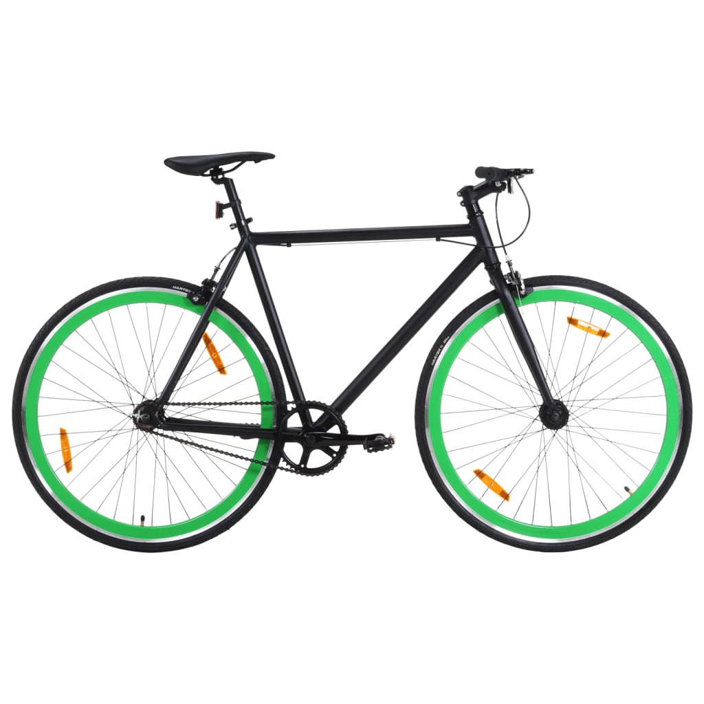 Bicicleta de piñón fijo negro y verde 700c 51 cm