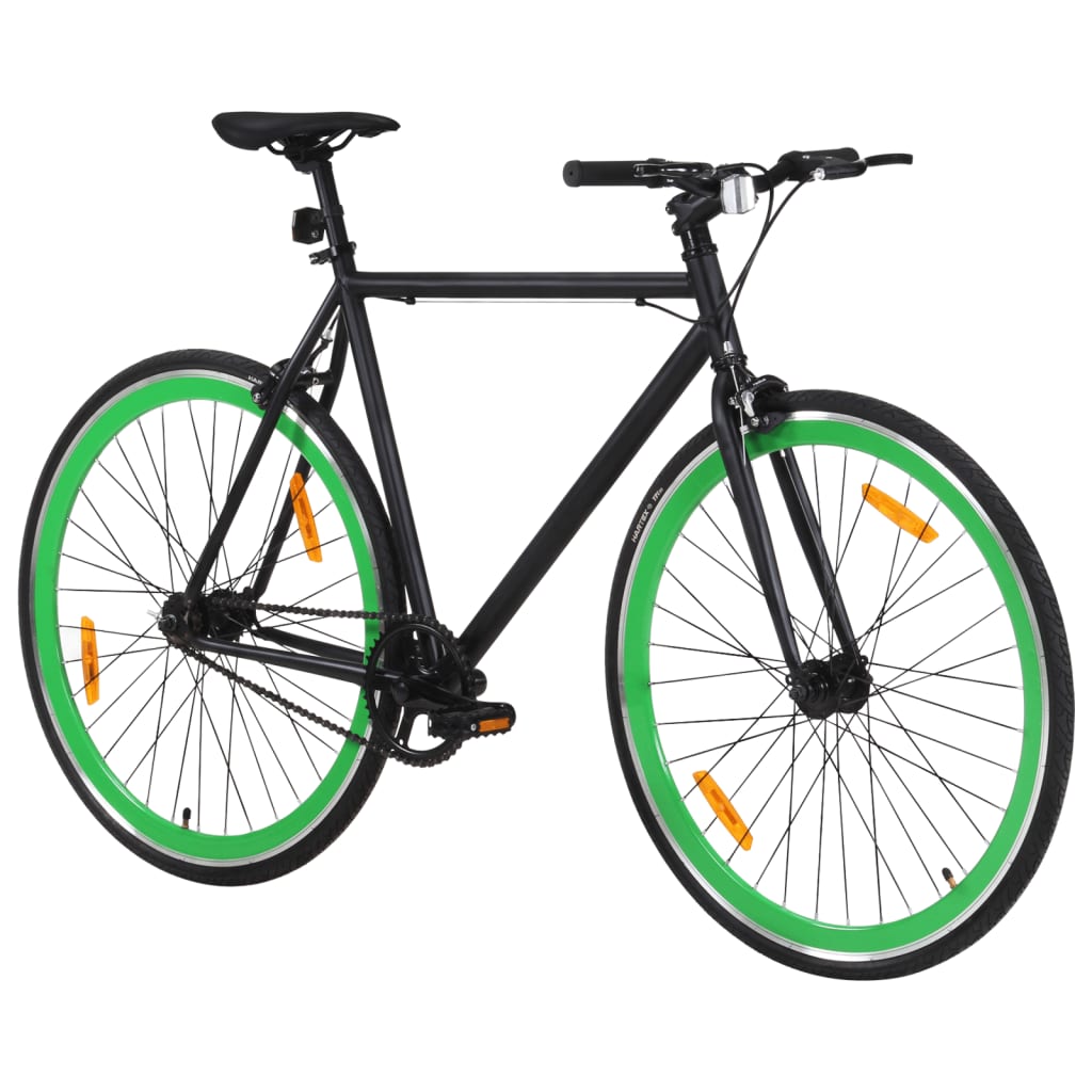 Bicicleta de piñón fijo negro y verde 700c 51 cm