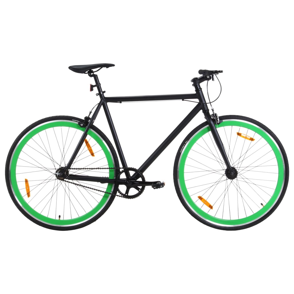 Bicicleta de piñón fijo negro y verde 700c 59 cm