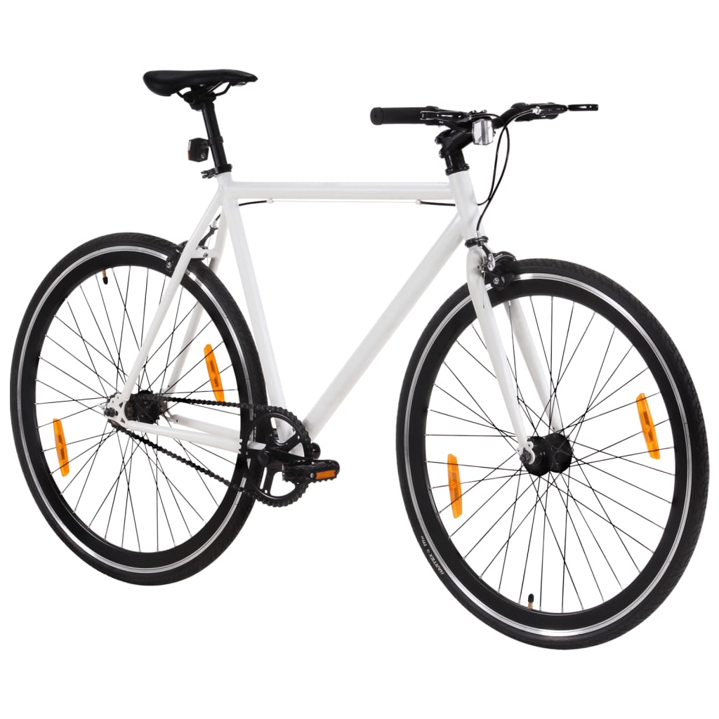 Bicicleta de piñón fijo blanco y negro 700c 51 cm