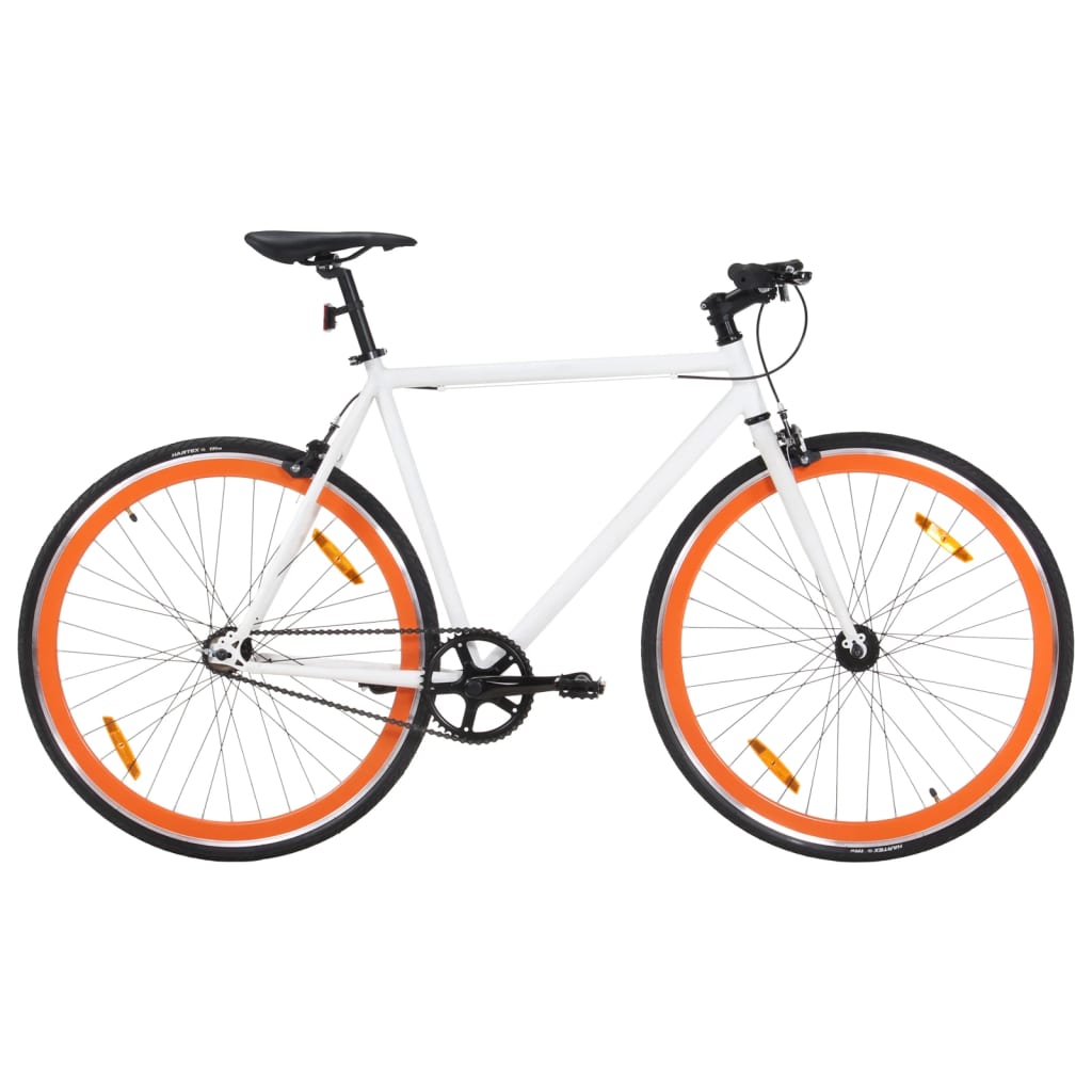 Bicicleta de piñón fijo blanco y naranja 700c 51 cm