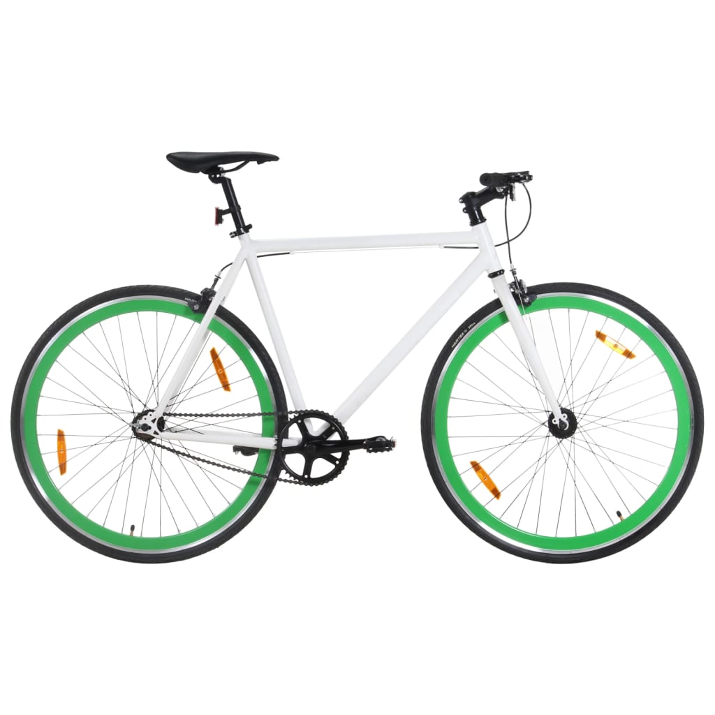 Bicicleta de piñón fijo blanco y verde 700c 51 cm