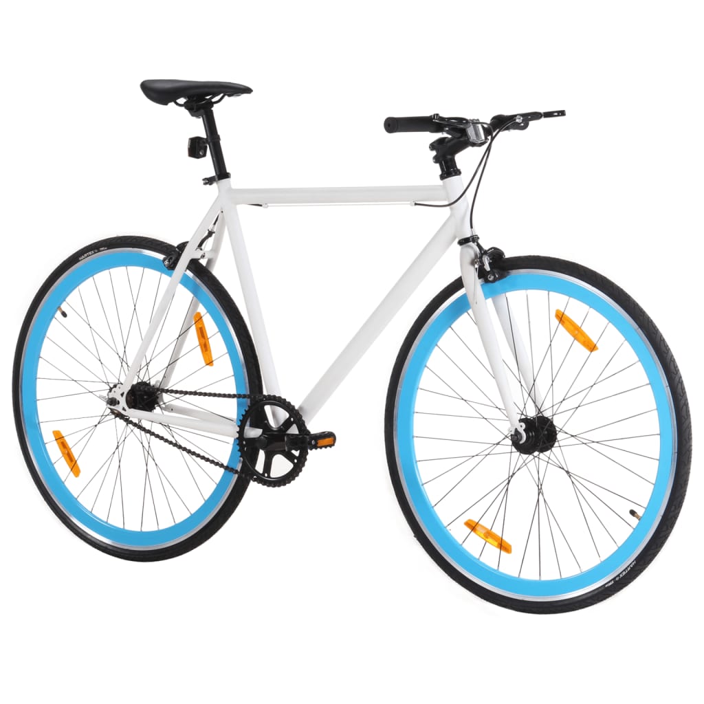 Bicicleta de piñón fijo blanco y azul 700c 55 cm