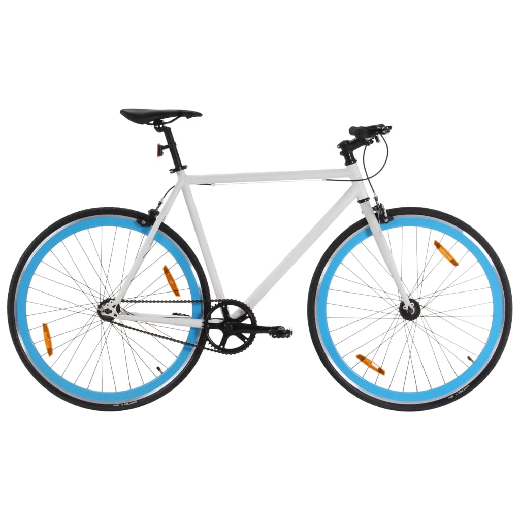 Bicicleta de piñón fijo blanco y azul 700c 59 cm