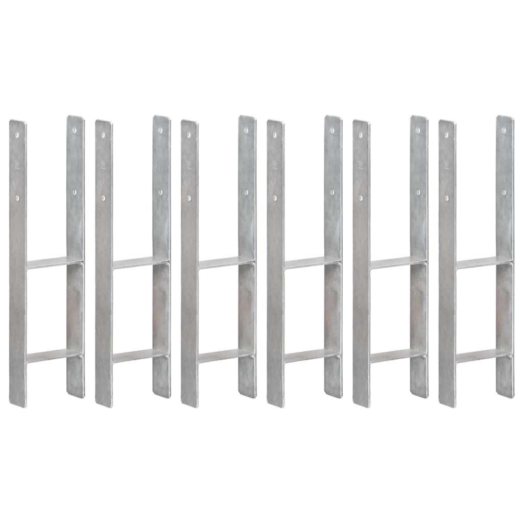 Vetonek Anclajes de valla 6 uds acero galvanizado plateado 14x6x60 cm