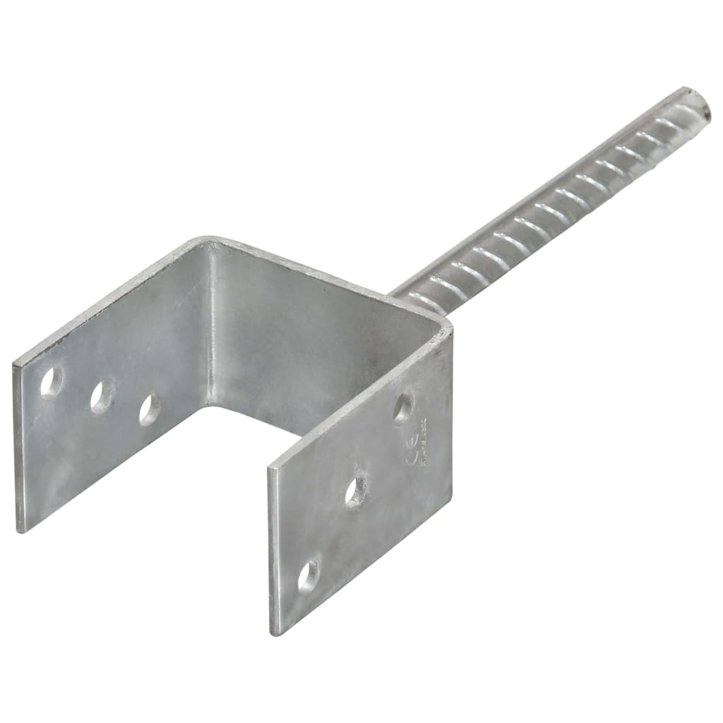 Anclajes de valla 6 uds acero galvanizado plateado 9x6x30 cm vidaXL