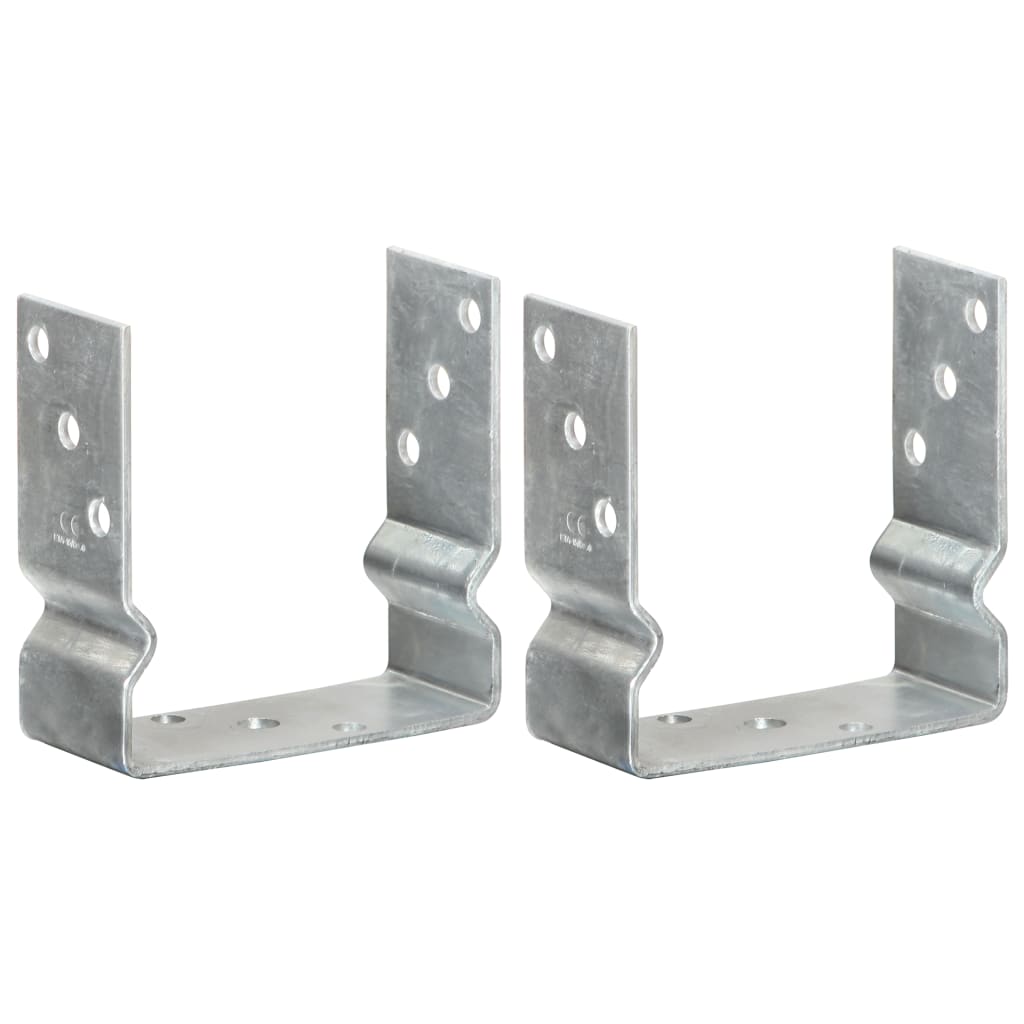 Vetonek Anclajes de valla 2 uds acero galvanizado plateado 14x6x15 cm