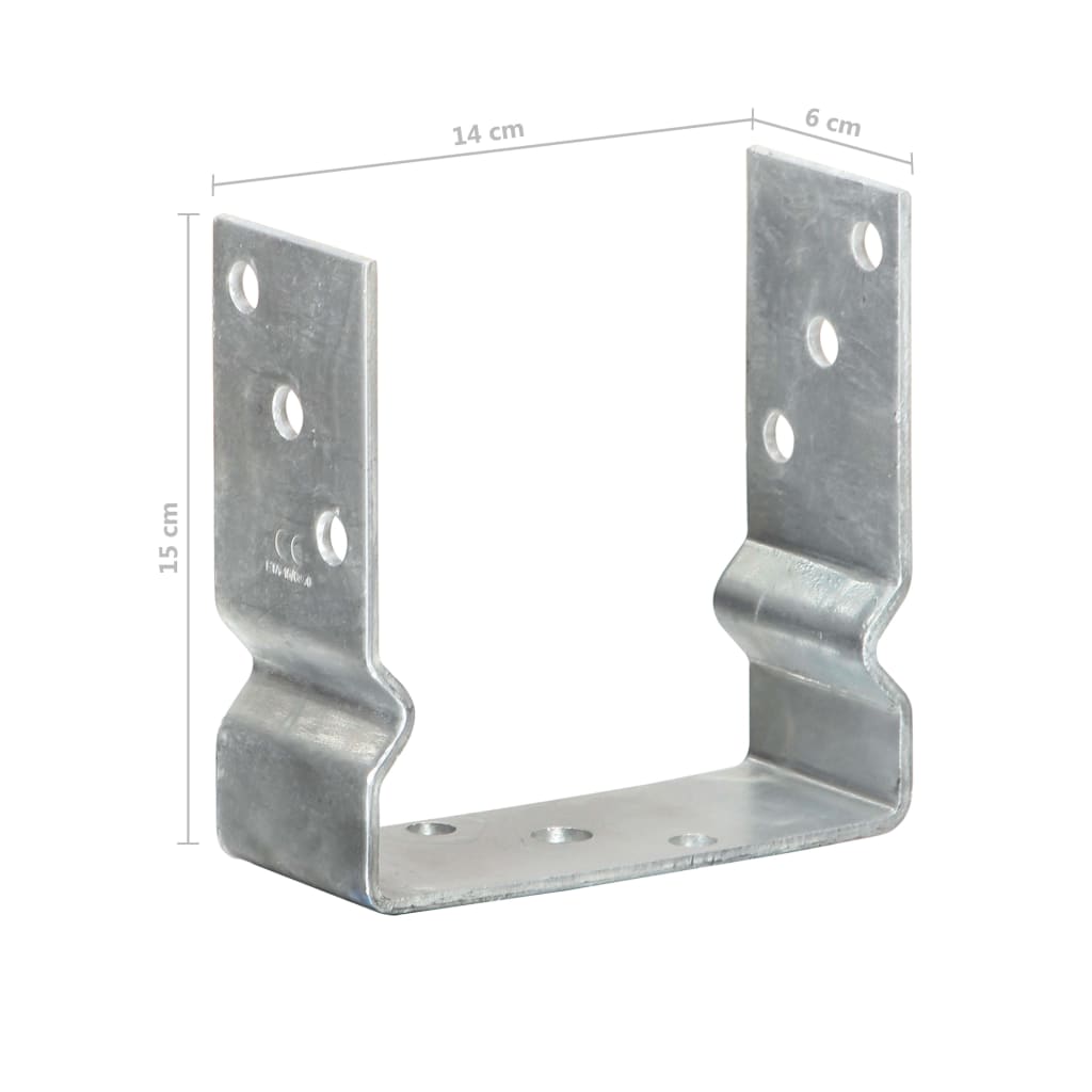 Anclajes de valla 6 uds acero galvanizado plateado 14x6x15 cm