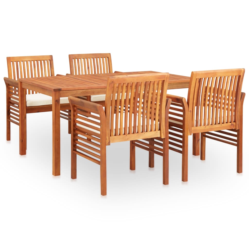 Vetonek Set comedor de jardín 5 pzas y cojines madera maciza de acacia