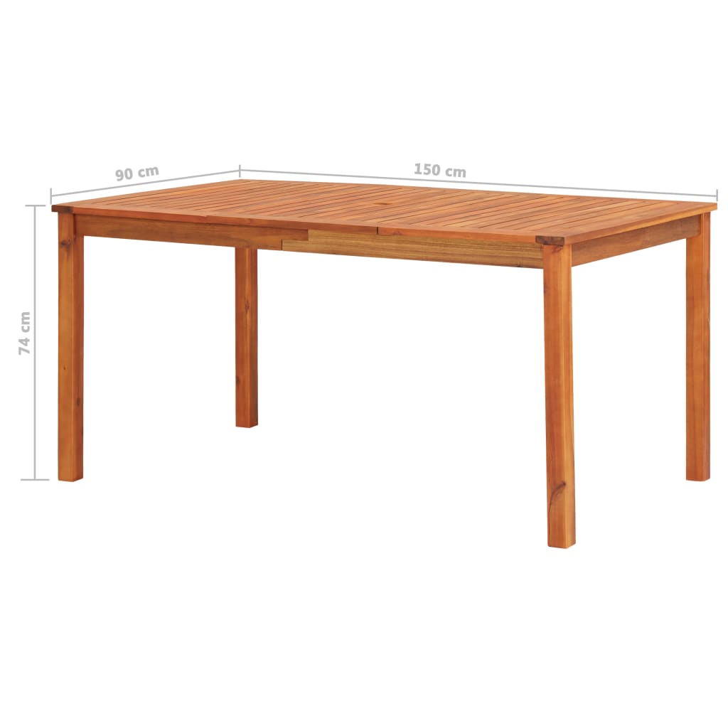 Set comedor de jardín 5 pzas y cojines madera maciza de acacia vidaXL