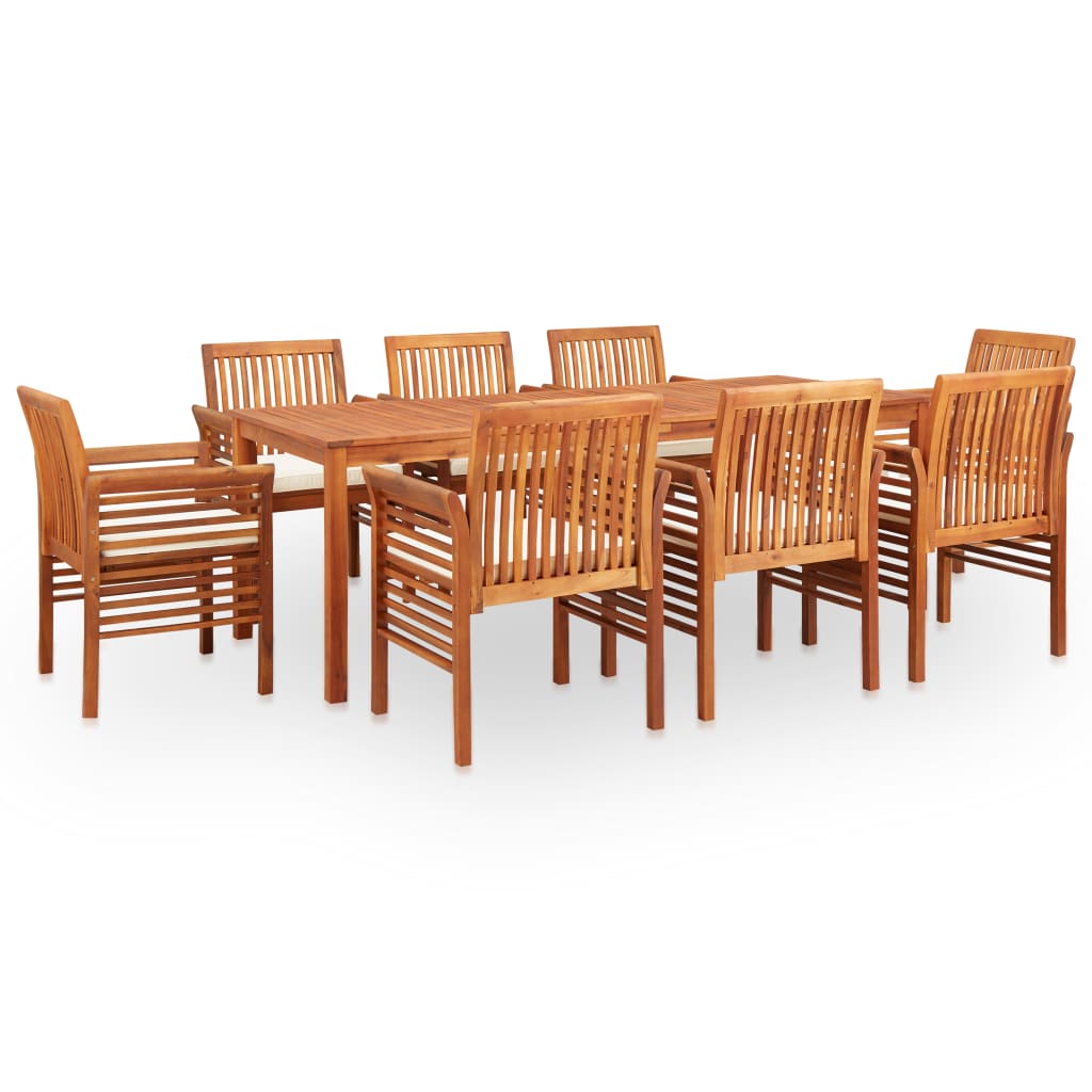 Vetonek Set comedor de jardín 9 pzas y cojines madera maciza de acacia