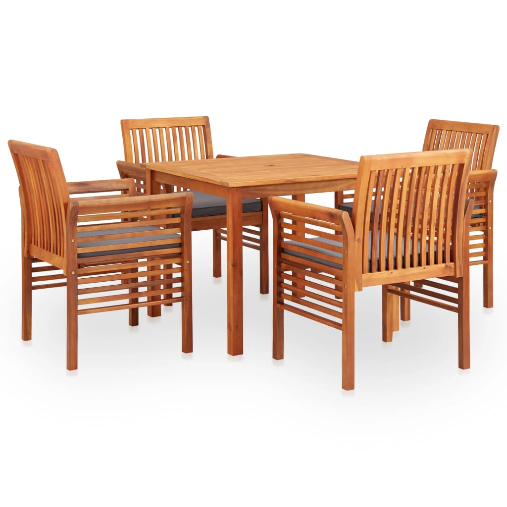 Vetonek Set comedor de jardín 5 pzas y cojines madera maciza de acacia