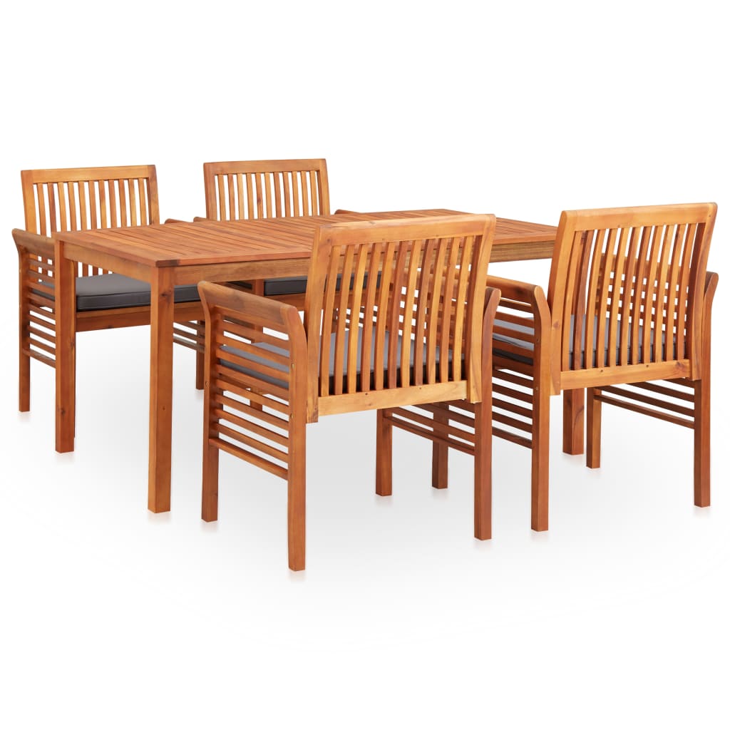 Vetonek Set comedor de jardín 5 pzas y cojines madera maciza de acacia