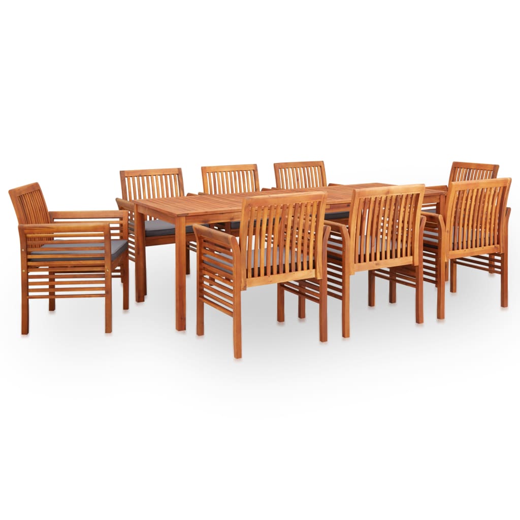 Vetonek Set comedor de jardín 9 pzas y cojines madera maciza de acacia