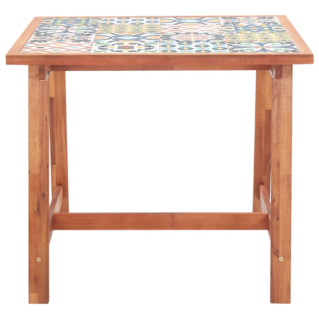 Set de comedor jardín 3 pzas madera acacia mosaico azulejos vidaXL