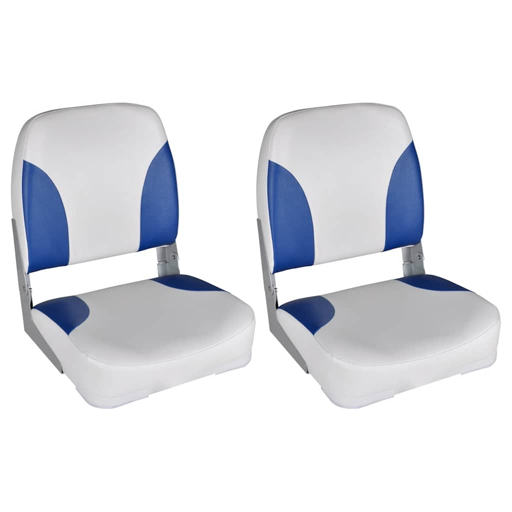 Vetonek 2x Asiento barco respaldo plegable cojín azul blanco 41x36x48cm