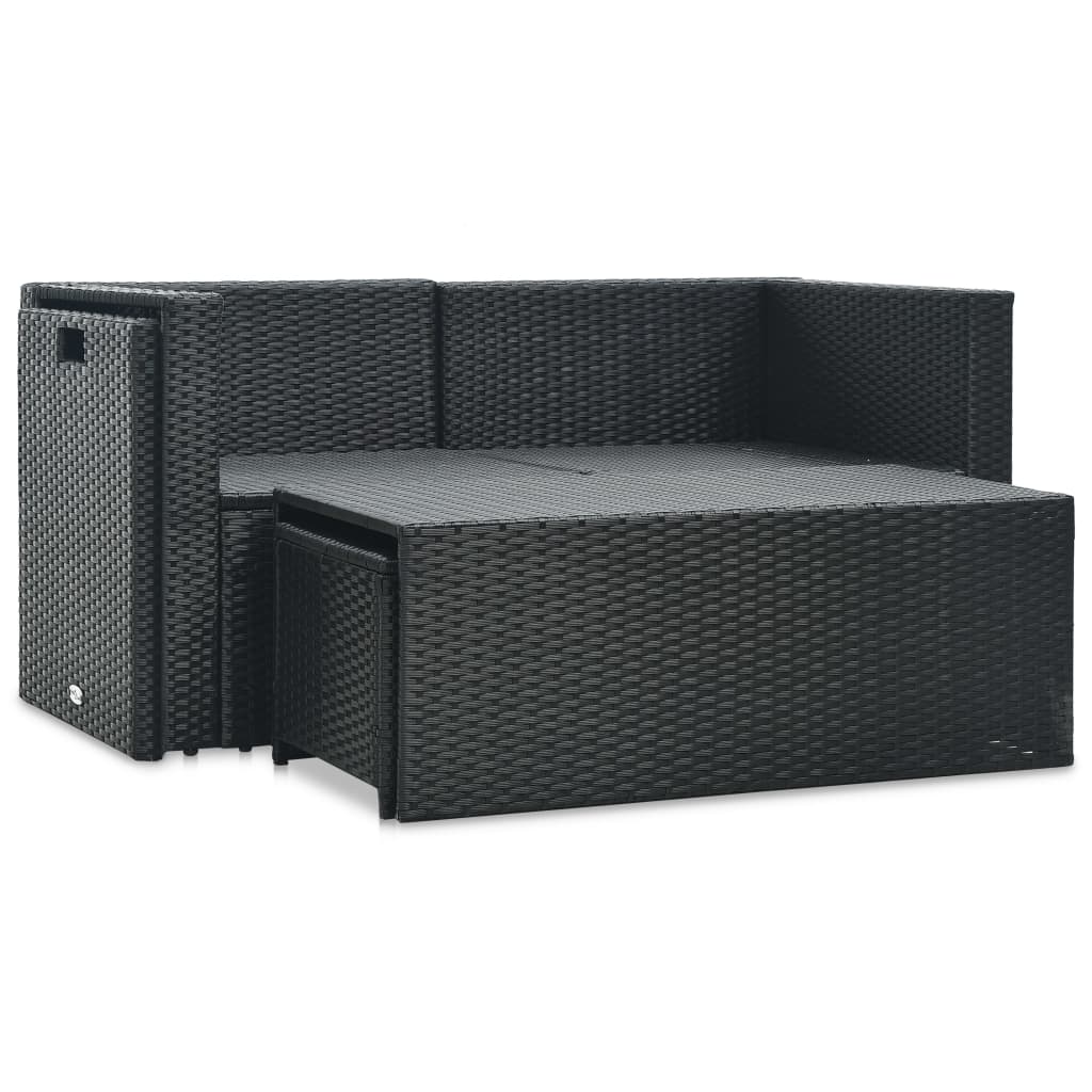 Set muebles de jardín 6 piezas y cojines ratán sintético negro vidaXL