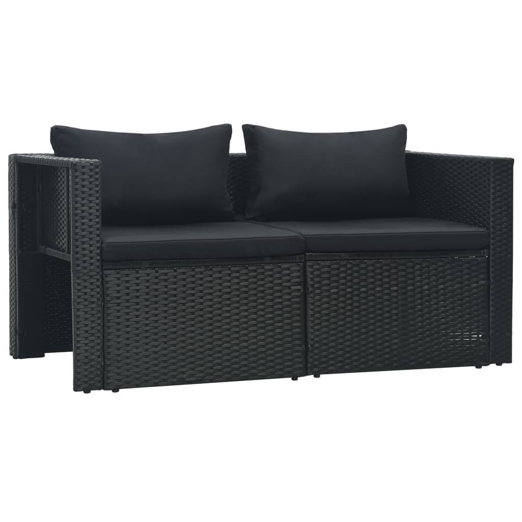 Set muebles de jardín 6 piezas y cojines ratán sintético negro vidaXL