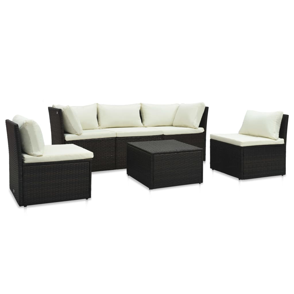 Vetonek Set muebles de jardín y cojines 4 piezas ratán sintético marrón