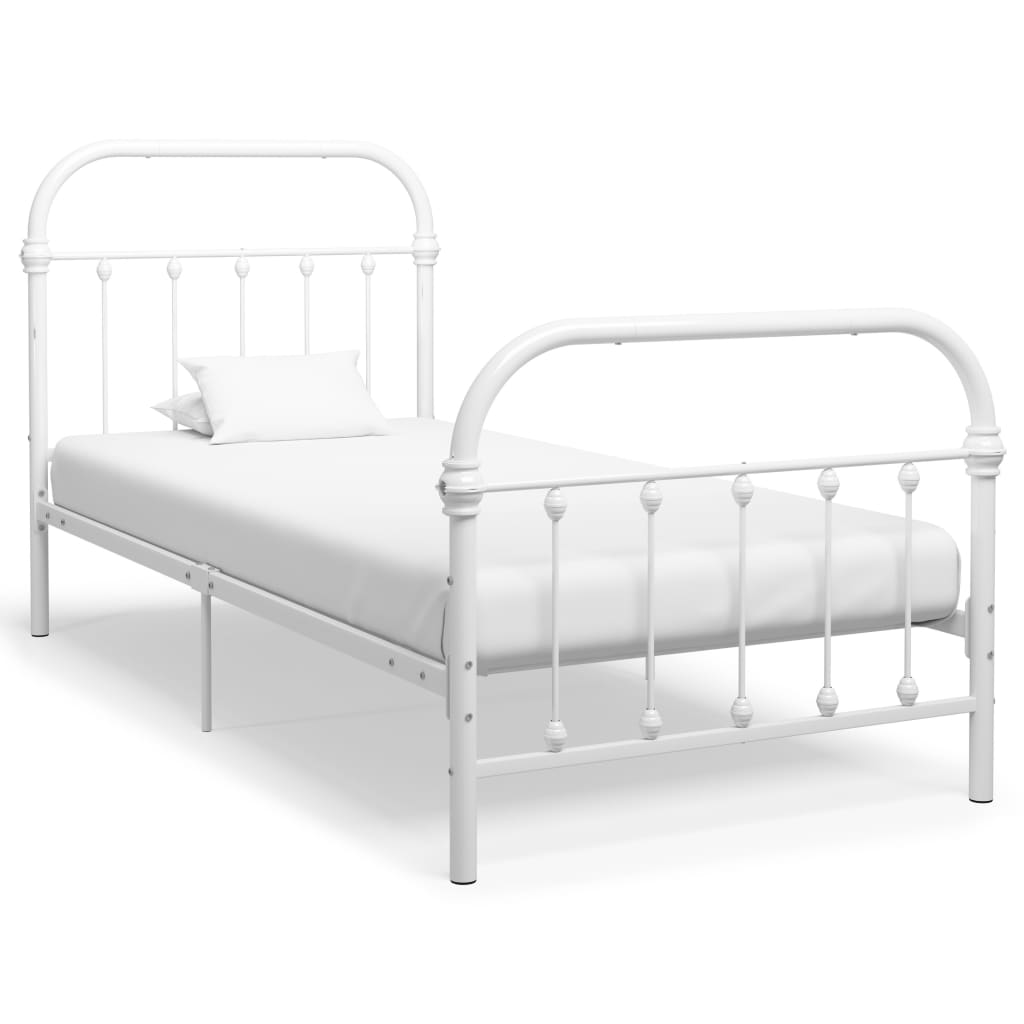 Vetonek Estructura de cama sin colchón metal blanco 90x200 cm