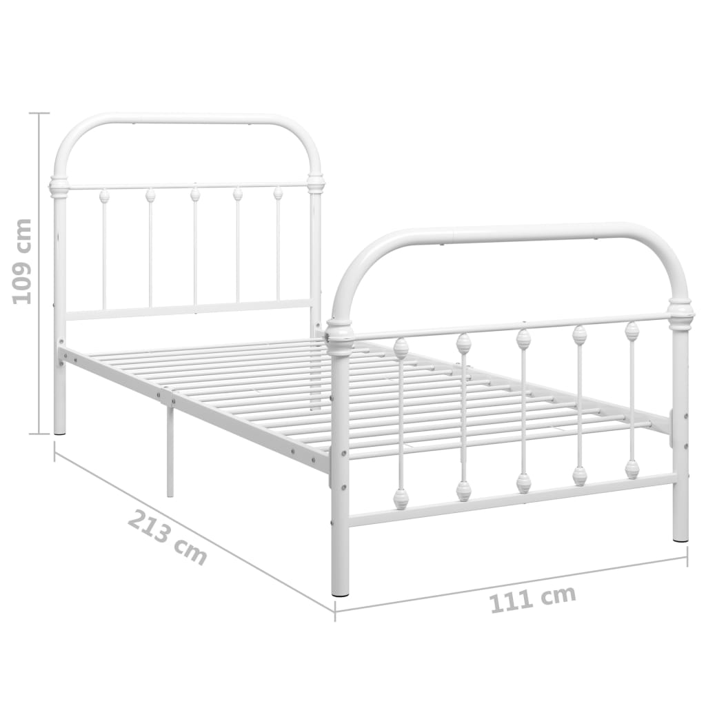 Estructura de cama sin colchón metal blanco 100x200 cm vidaXL