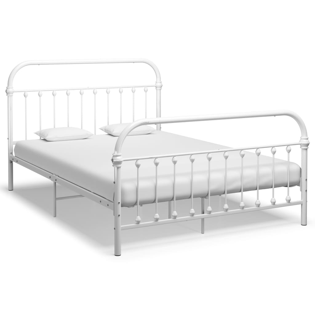 Vetonek Estructura de cama sin colchón metal blanco 120x200 cm