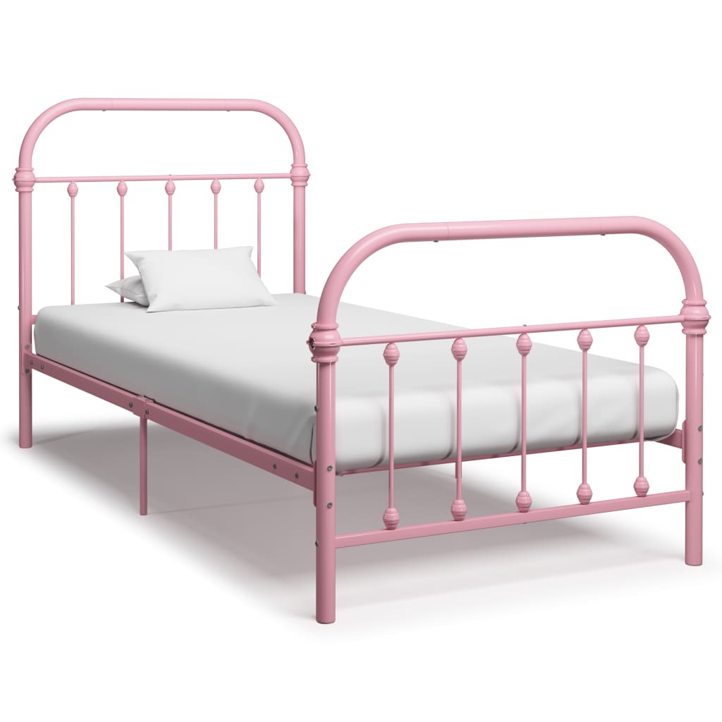 Vetonek Estructura de cama sin colchón metal rosa 90x200 cm