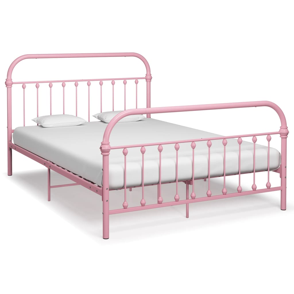 Vetonek Estructura de cama sin colchón metal rosa 140x200 cm