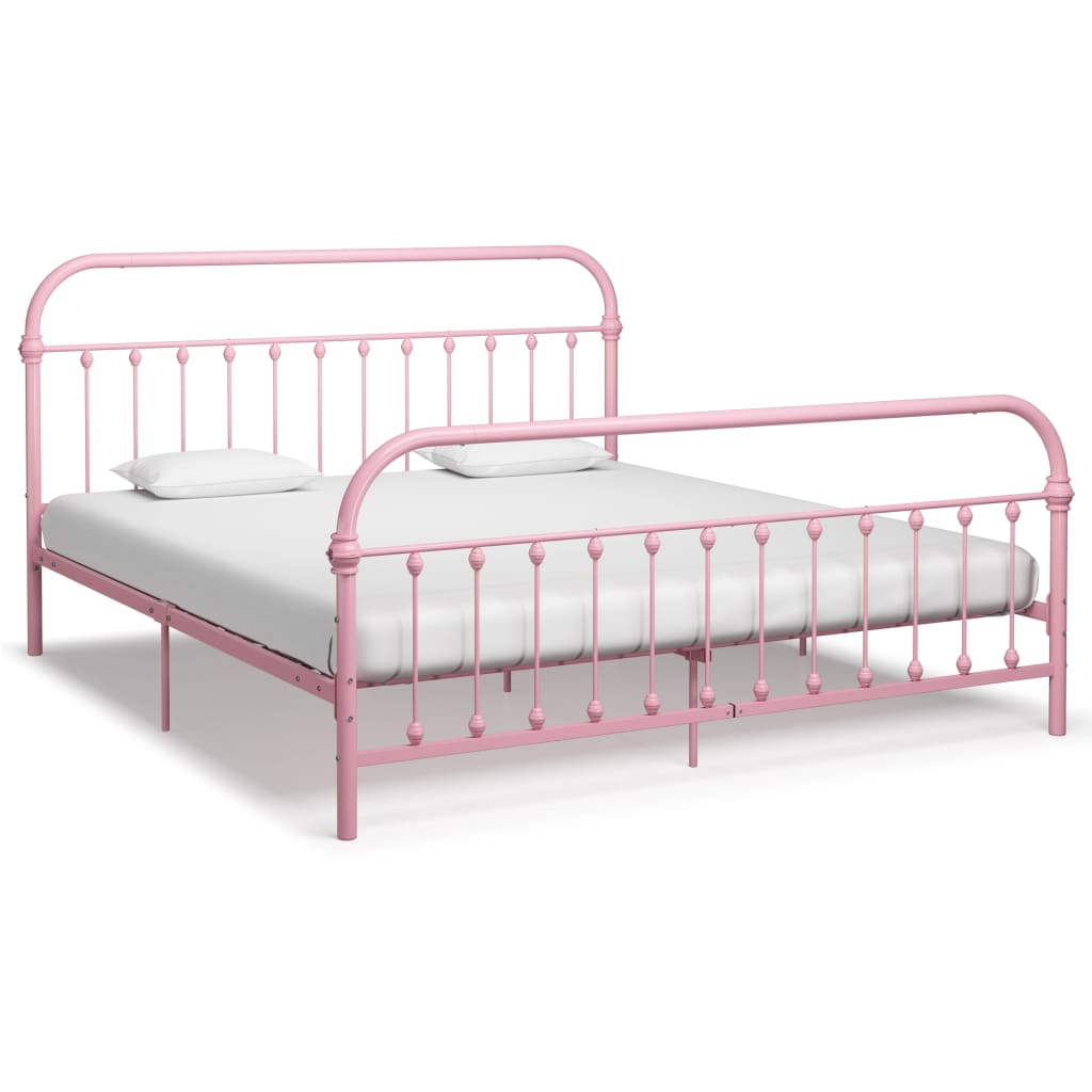 Vetonek Estructura de cama sin colchón metal rosa 180x200 cm