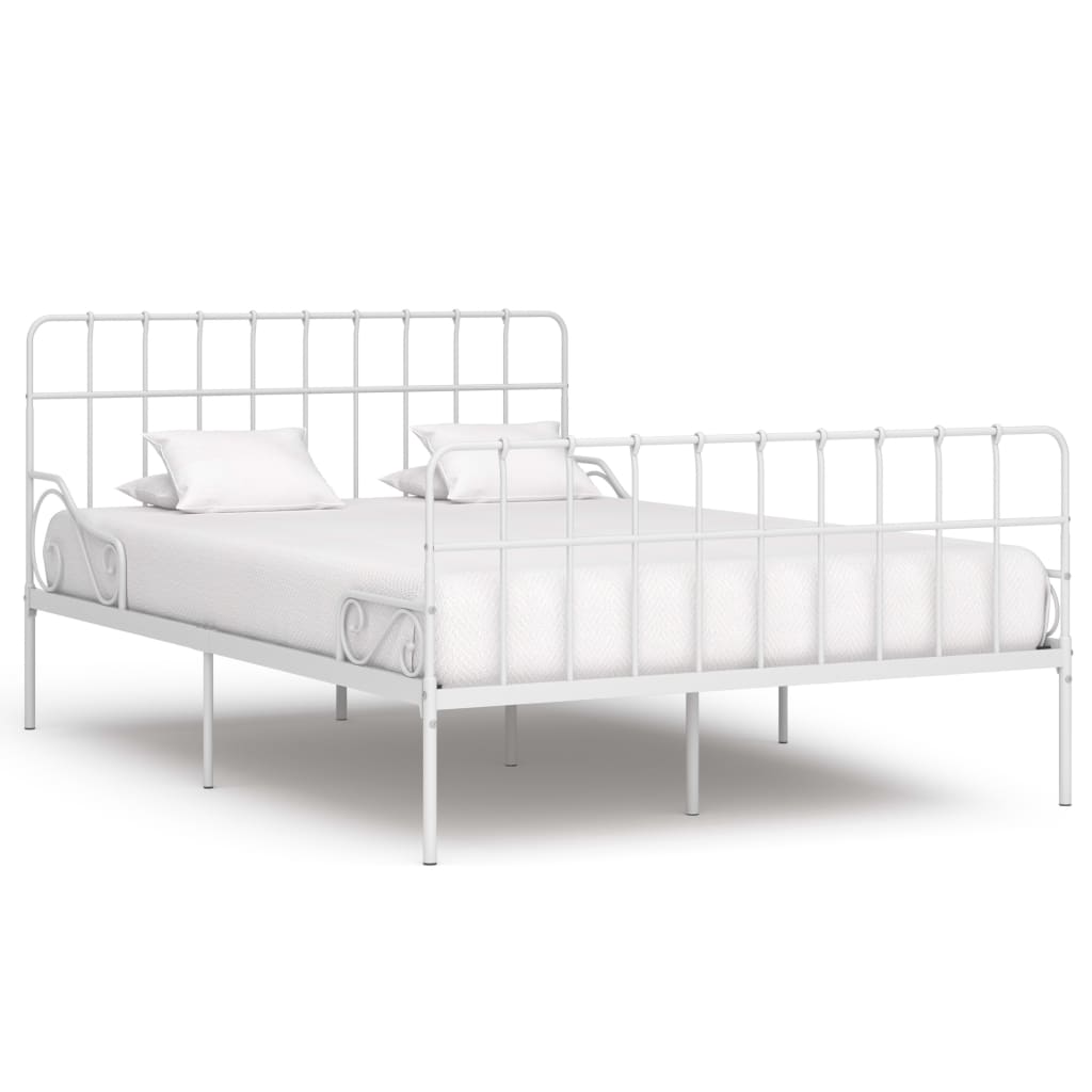 Vetonek Estructura cama con somier sin colchón metal blanco 120x200 cm