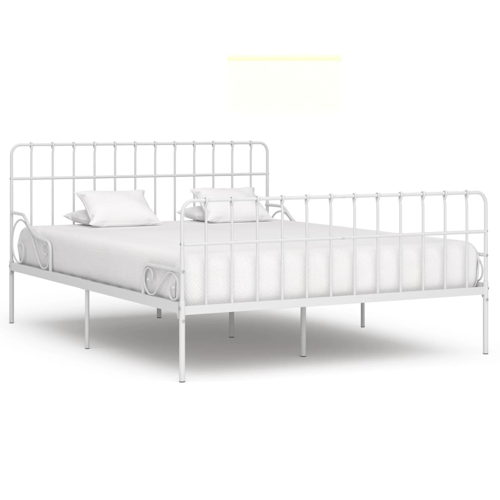 Vetonek Estructura cama con somier sin colchón metal blanco 200x200 cm