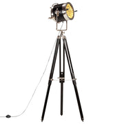 Lámpara de suelo con trípode madera maciza mango negro 171 cm v2519 Vetonek