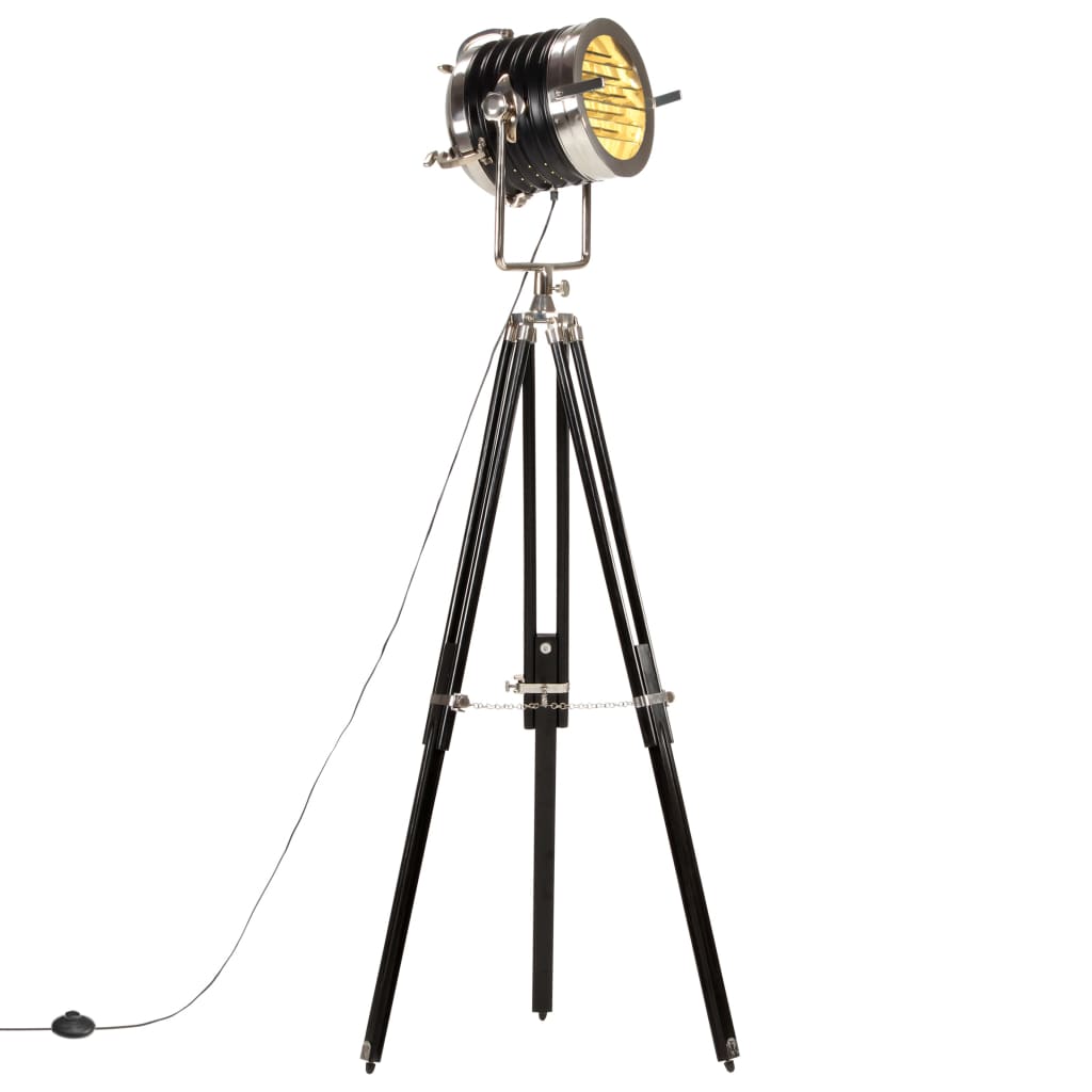 Lámpara de suelo con trípode madera maciza mango negro 171 cm v2519 Vetonek