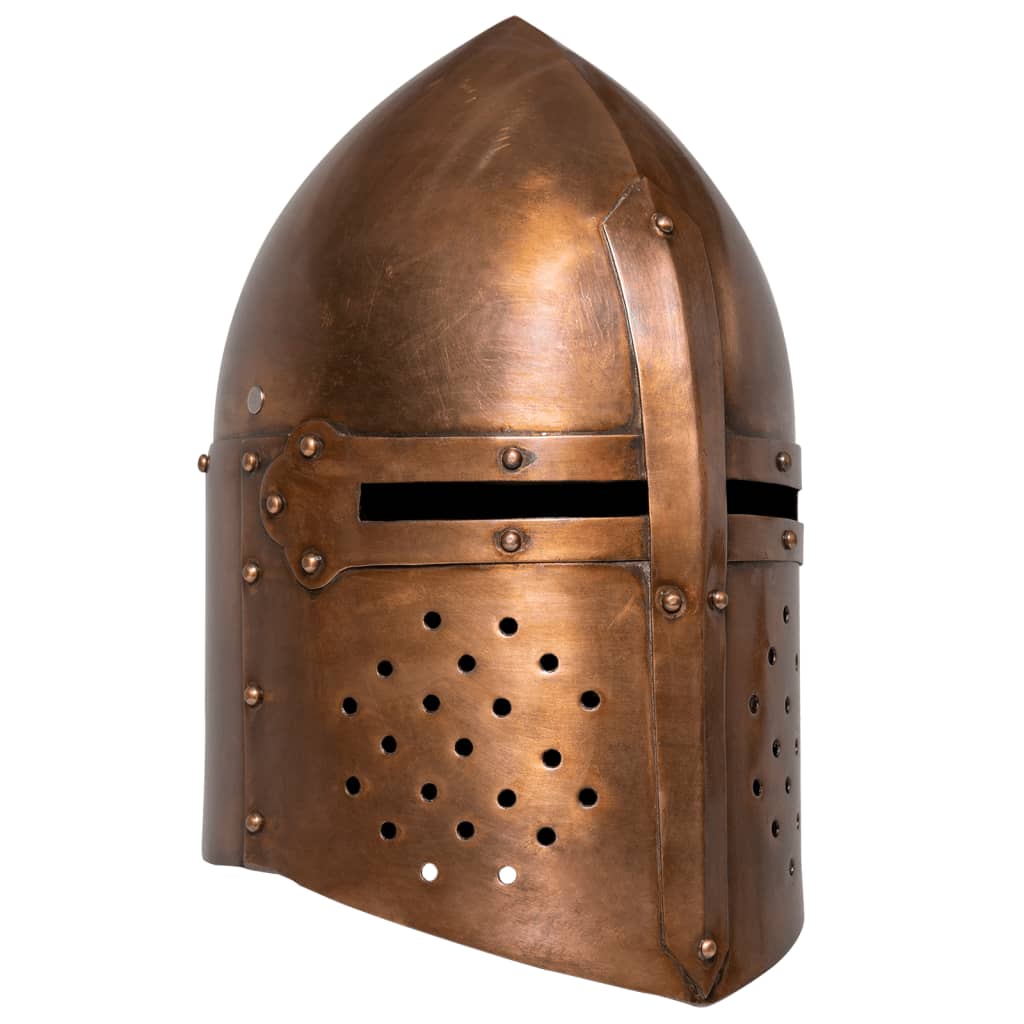 Vetonek Réplica de casco de caballero medieval antiguo LARP acero cobre