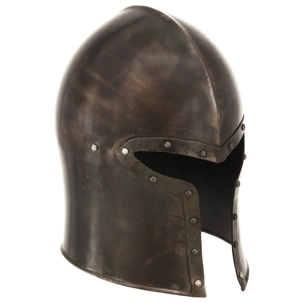 Vetonek Réplica de casco de caballero medieval antiguo LARP acero plata