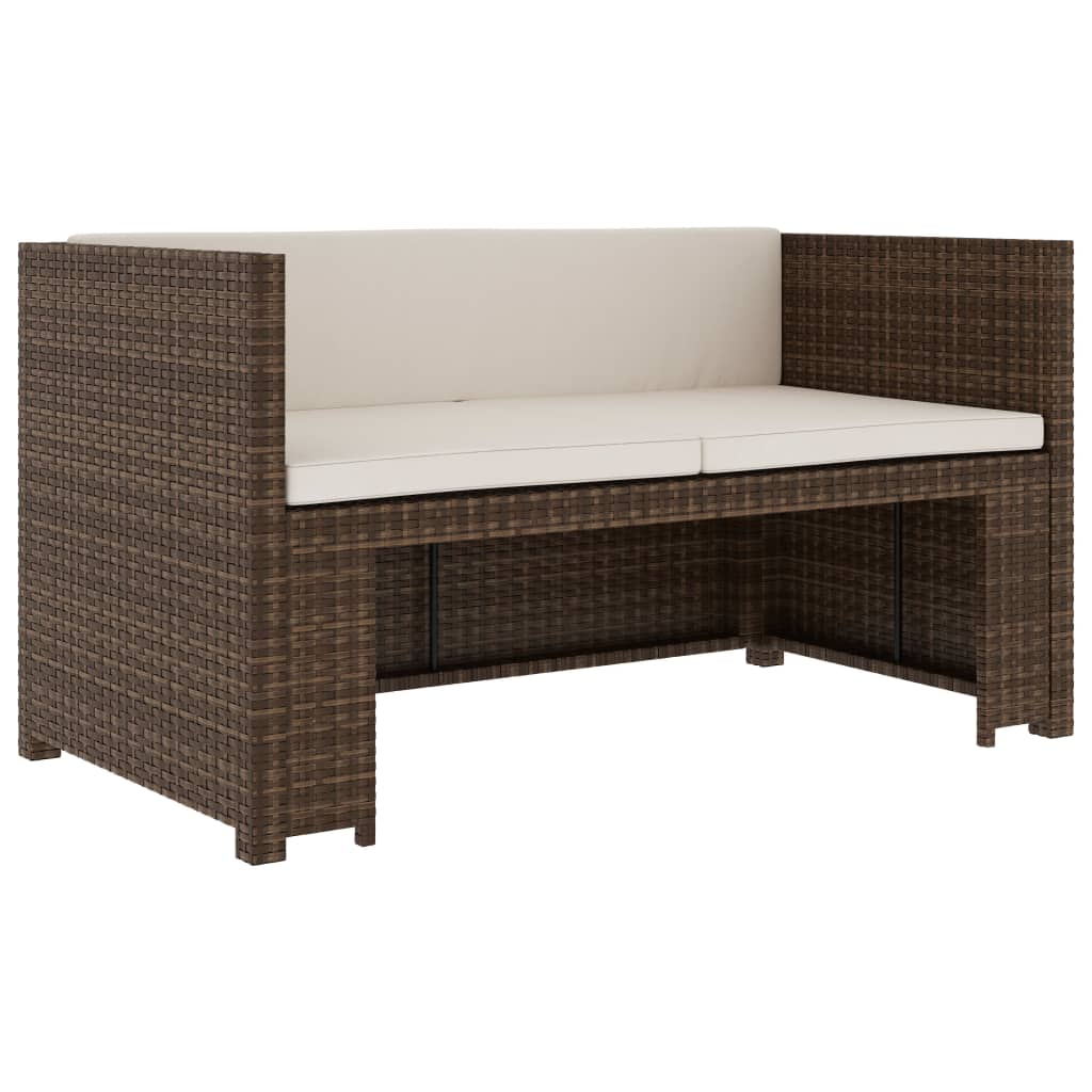 Set muebles de jardín 5 piezas y cojines ratán sintético marrón vidaXL