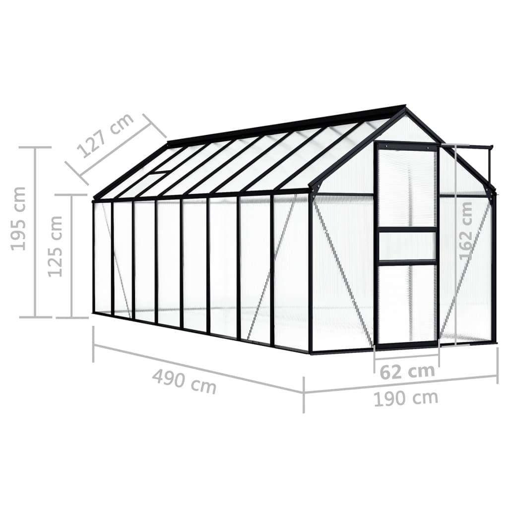 Invernadero de aluminio gris antracita 9,31 m² vidaXL